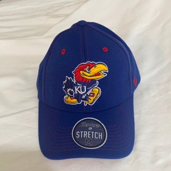 Kansas Jayhawks Stretch Fit Hat size M New - Picture 1 of 6